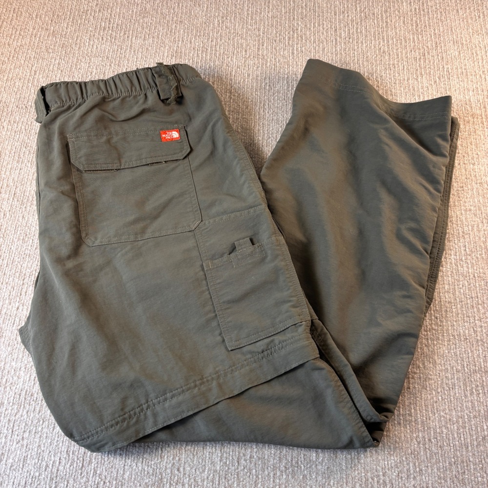 The North Face Army Green Nylon Convertible Hiking Pants Men Sz Large Regular